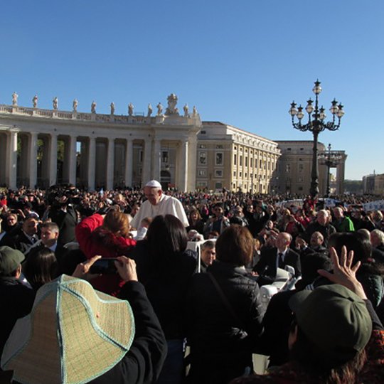 Nah an Papst Franziskus waren die Pilger aus Hollage. Nah an Papst Franziskus waren die Pilger aus Hollage.