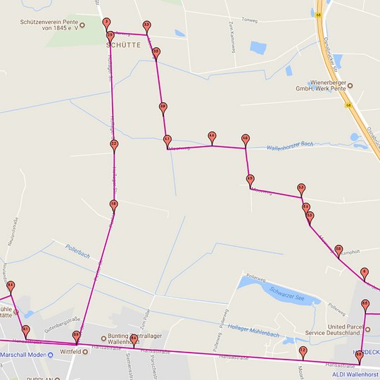 Radfahrtstrecke (Screenshot www.laufstrecke-messen.de) Radfahrtstrecke (Screenshot www.laufstrecke-messen.de)