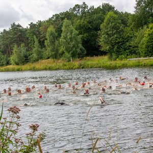 Schwimmer im Stichkanal in Hollage.